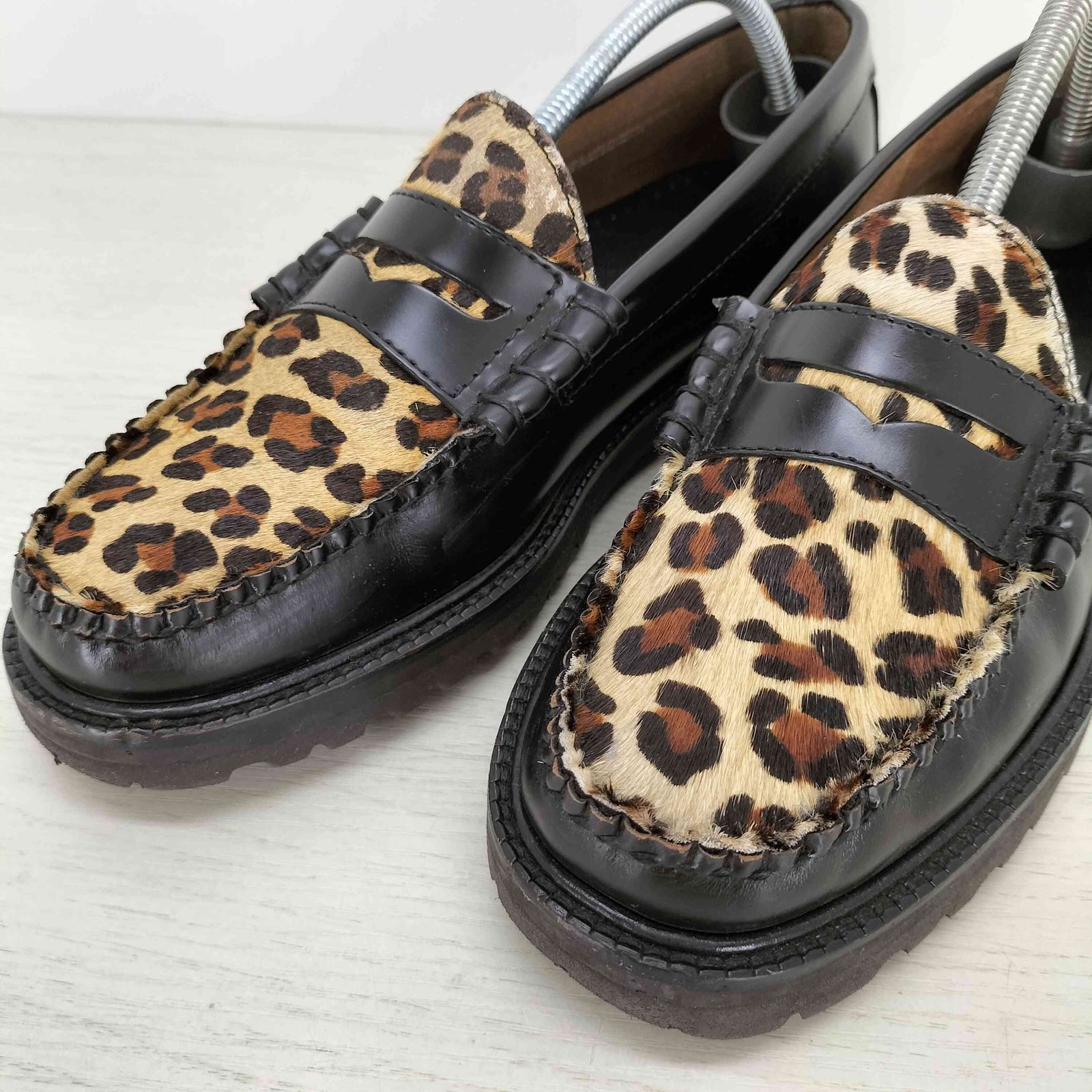 ジーエイチバス G.H.BASS WEEJUNS BLACK&LEOPARD RUG SOLE ハラコ