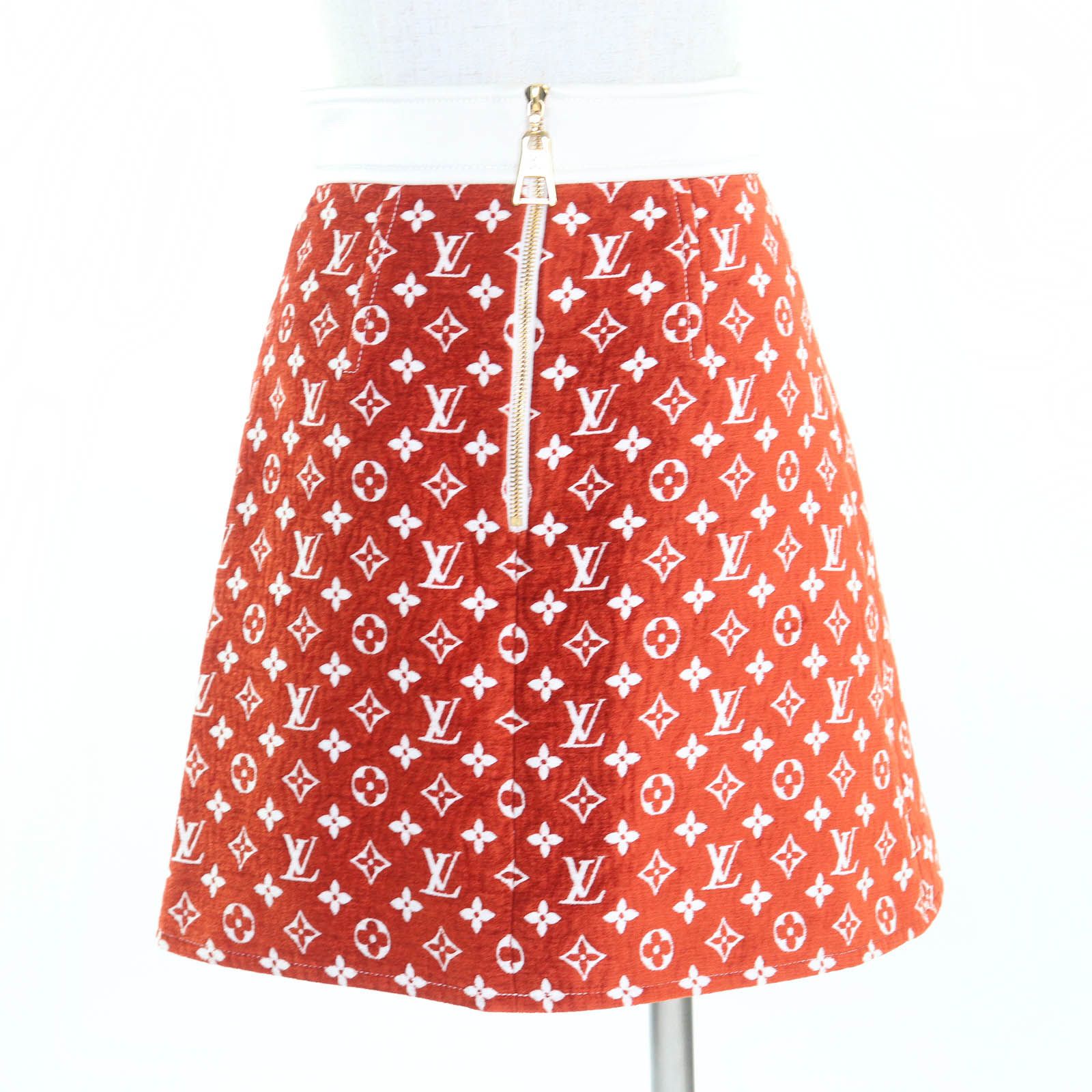 LOUIS VUITTON ルイヴィトン 22AW FNSK41 モノグラム総柄 バックジップ ミニ スカート レッド系 34 イタリア製 レディース SIROKUMA-CORPORATION_COM