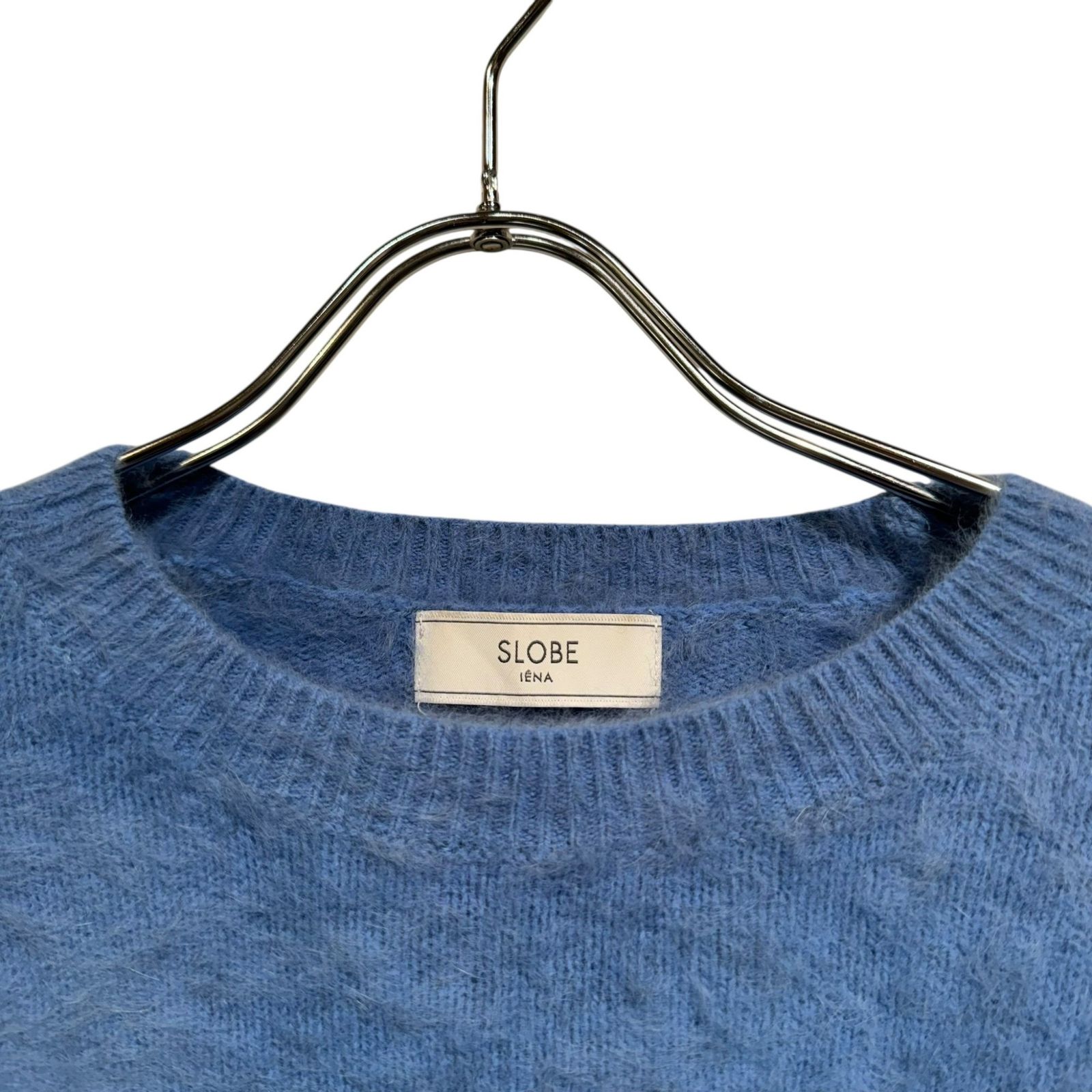SLOBE IENA フォックスカシミヤプルオーバーブルー フォックスウールカシミヤプルオーバー（ニット／セーター