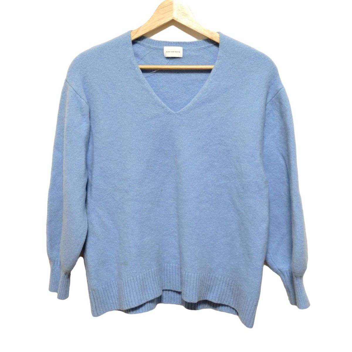 green label relaxing グリーンレーベルリラクシング 長袖セーター メンズ - ライトブルー Vネック