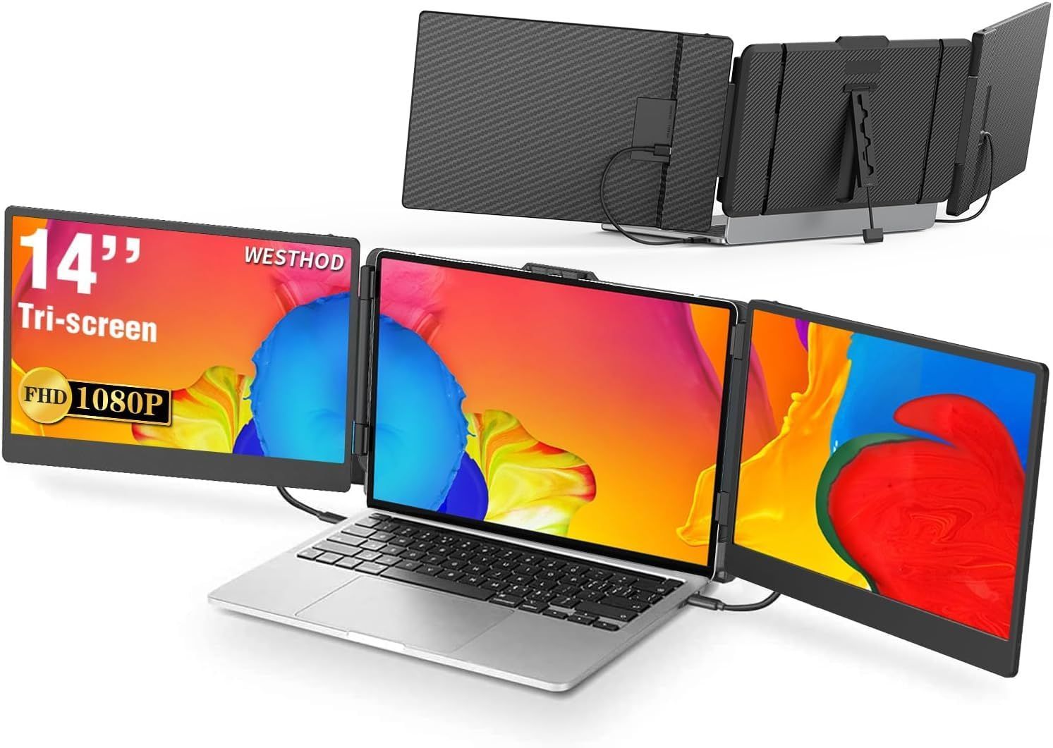 【在庫セール】インチ～17.3 用、13 Windows、Chrome、Mac、Switch トライスクリーン インチのラップトップで使用可能 HDMI/Type-C トリプルモニターディスプレイ、プラグプレイ IPS FHD ラップトップス