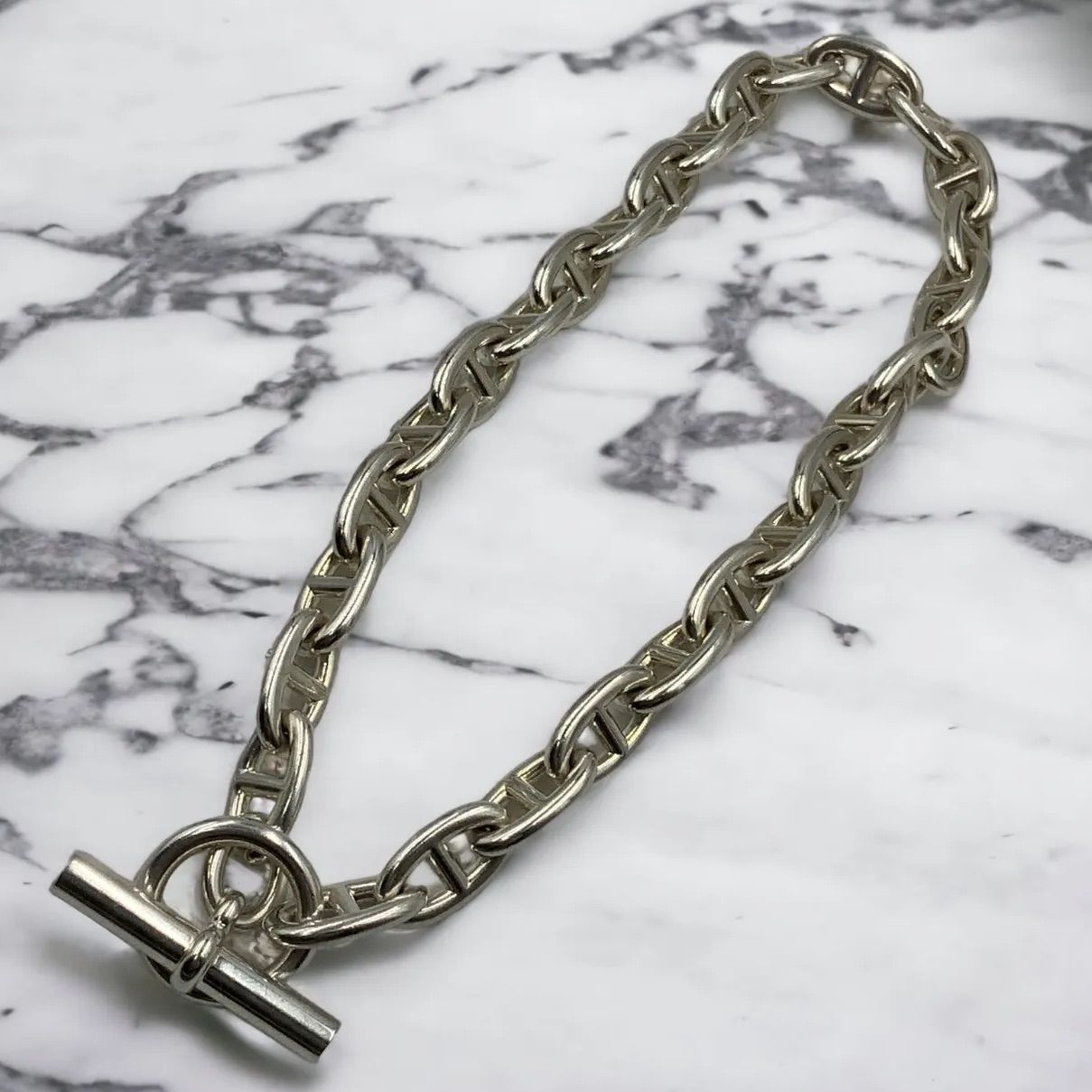 HERMES エルメス シェーヌダンクルネックレス GM 29リンク - メルカリ