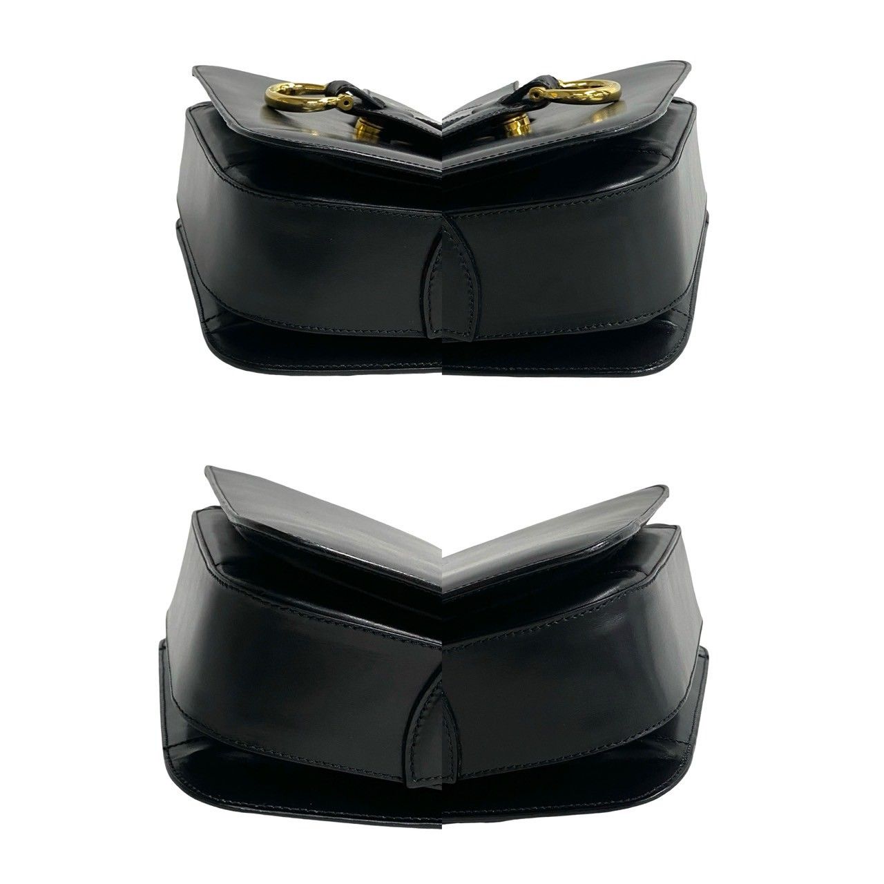 極 美品 保存袋付 CELINE セリーヌ ガンチーニ ロゴ 金具 カーフ 