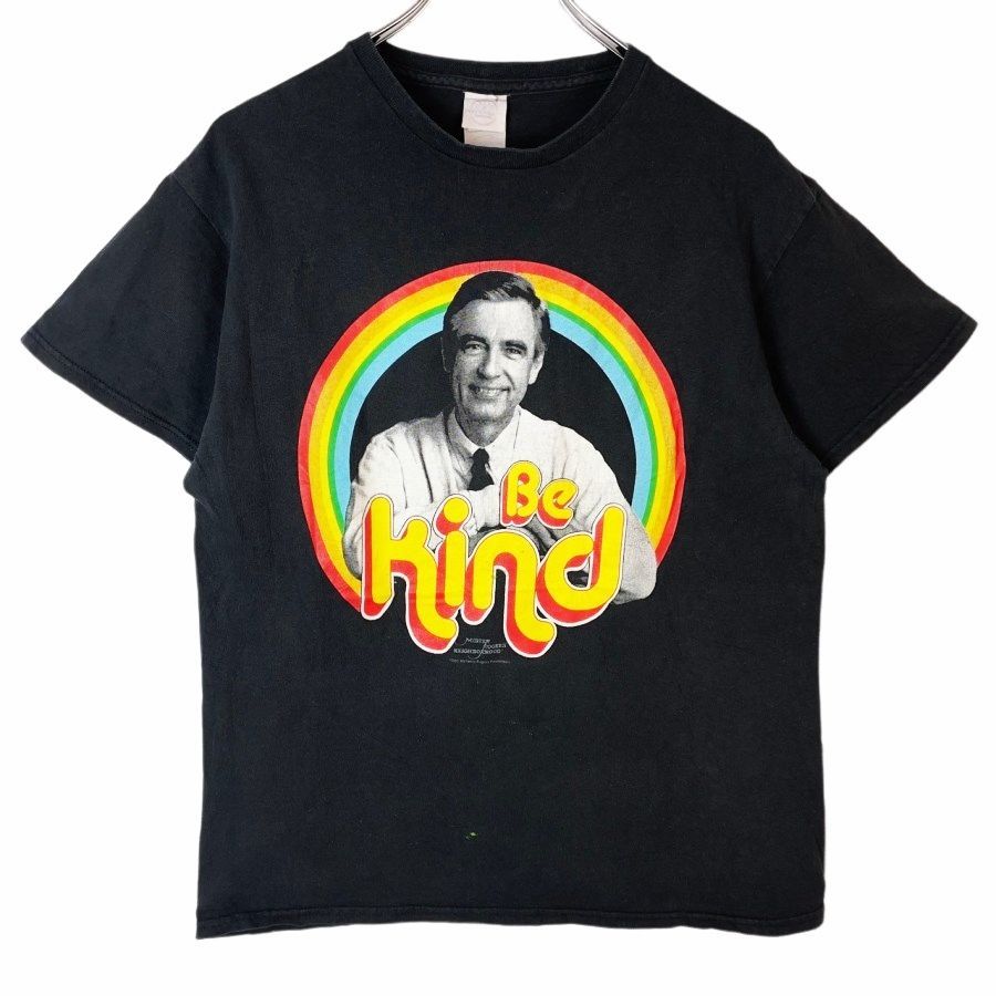 デルタDELTA半袖TシャツアメリカテレビTミュージカルMister Rogers' Neighborhoodミスター・ロジャース・ネイバーフッドBE KIND虹レインボー黒ブラックフェードvintageヴィンテージ41219