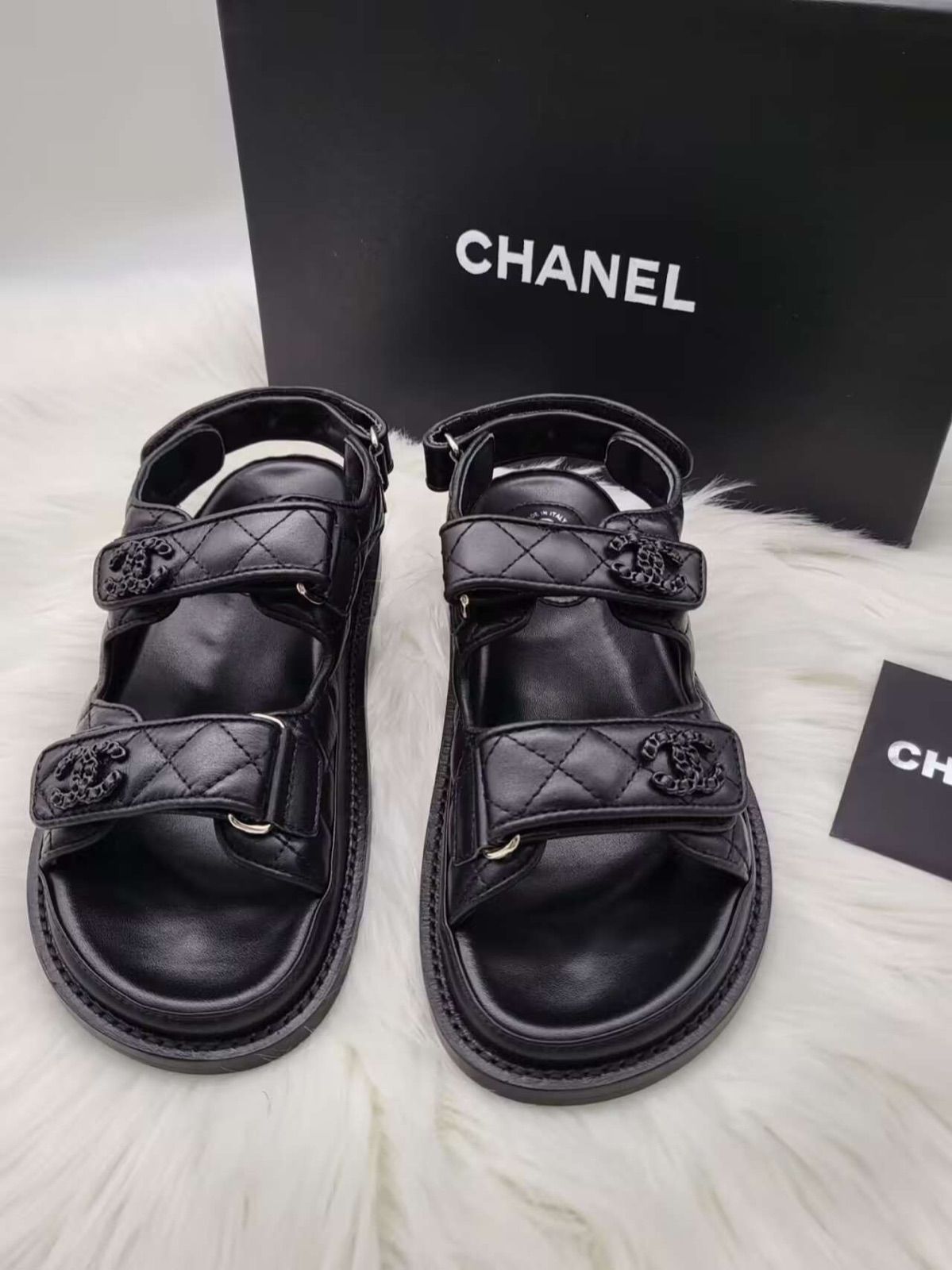 CHANEL シャネル サンダルキャビアスキン フットベット サンダル