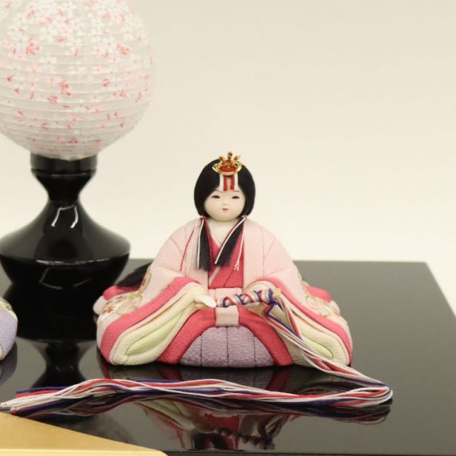 木目込雛人形 雛人形 木目込み雛 いずみ 一秀 16号 親王 さくらさくら 刺繍 黒