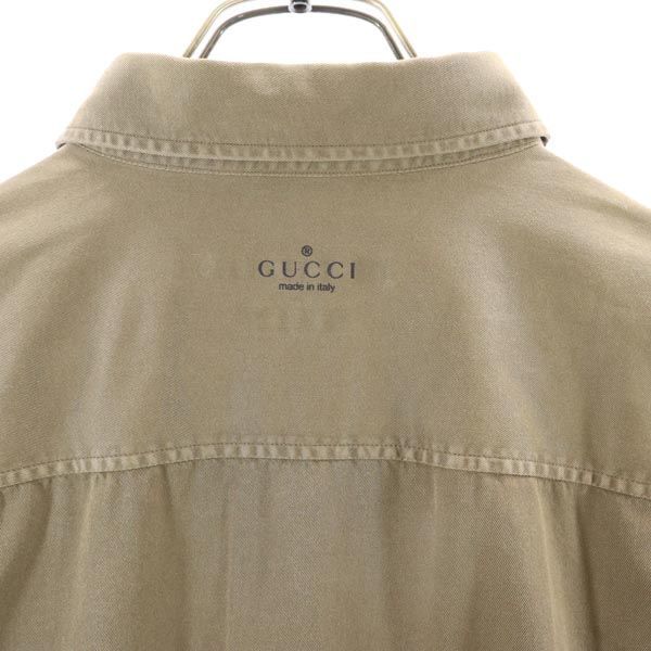 グッチ イタリア製 長袖 シャツ 42(16 1／2) 茶 GUCCI メンズ 【中古