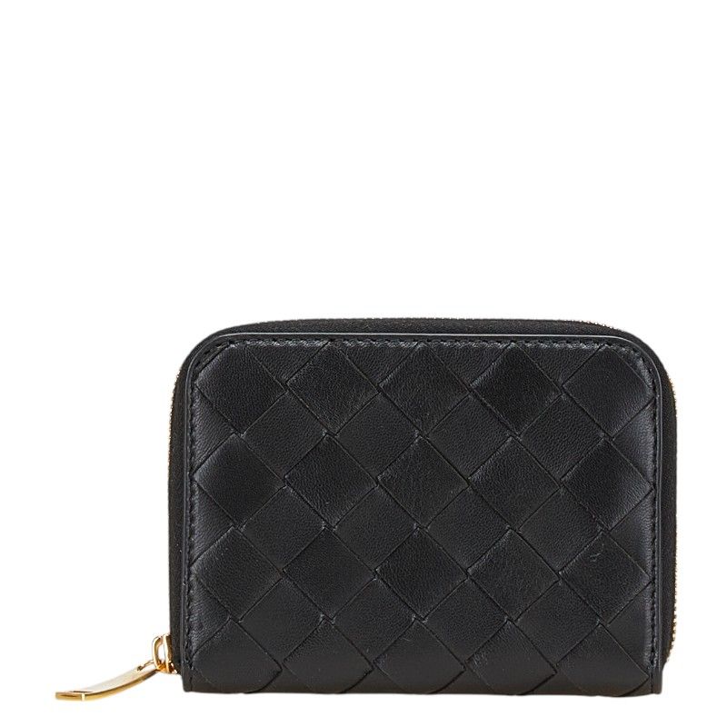 ボッテガヴェネタ イントレチャート コンパクト財布 ブラック レザー メンズ BOTTEGAVENETA 234-16165