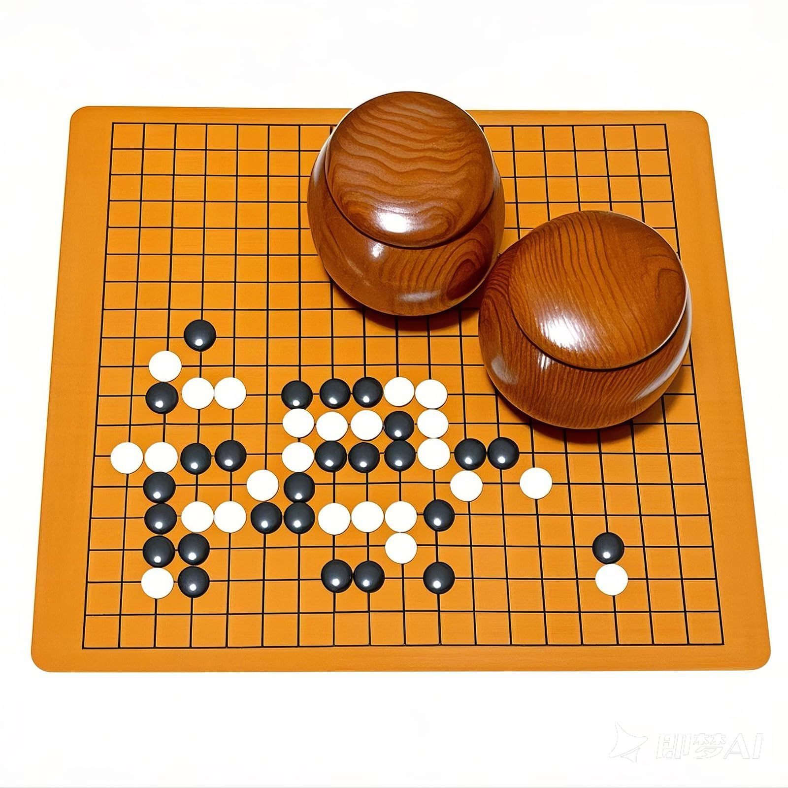 卓上碁盤 碁石 蛤碁石 那智黒 碁笥 木製 本寸 白181個 黒179