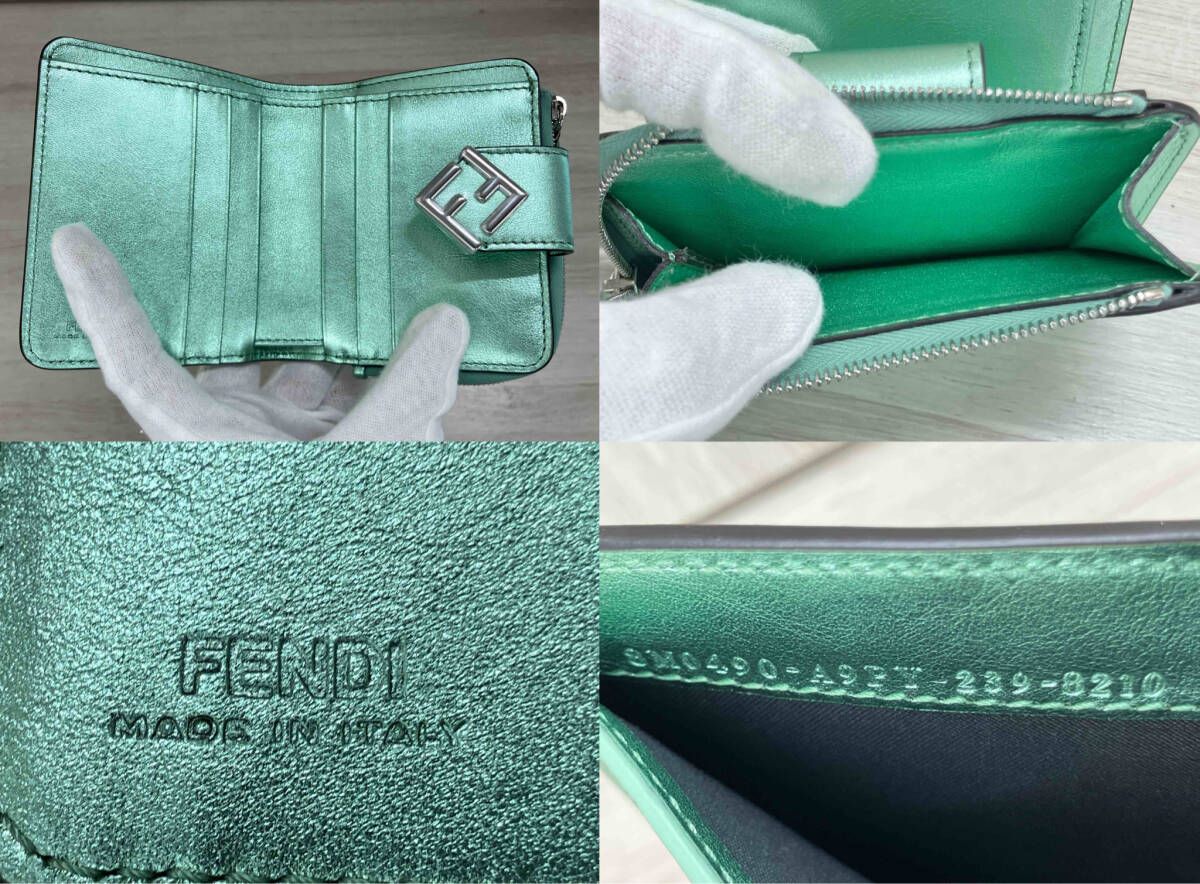 FENDI コンパクトウォレット マイクロ 三つ折り財布 コンパクトウォレット レザー ピンク