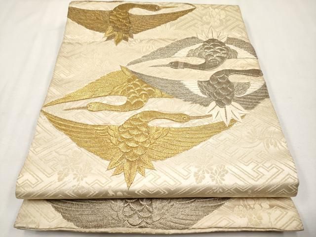 平和屋本店■極上　アンティーク　大正ロマン　中国三大刺繍　相良刺繍　振袖・丸帯セット　立涌枝菊文　金糸　深紫色地　逸品　CYAA2300s5 平和屋本店□極上 アンティーク 大正ロマン 中国三大刺繍 相良刺繍