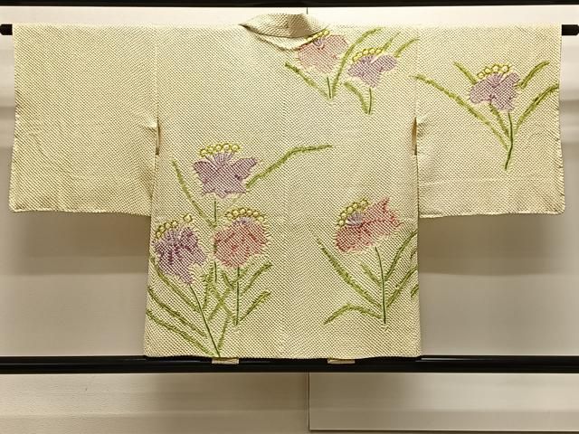 平和屋着物＃名門 藤娘きぬたや 総絞り 杢目絞り 羽織 草花文 正絹 CAAX7882ua