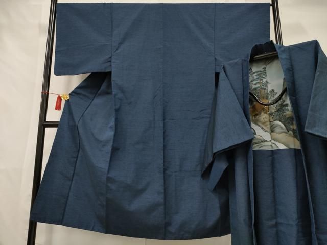 平和屋着物□男性 本場大島紬 アンサンブル 長羽織 100亀甲 総詰め