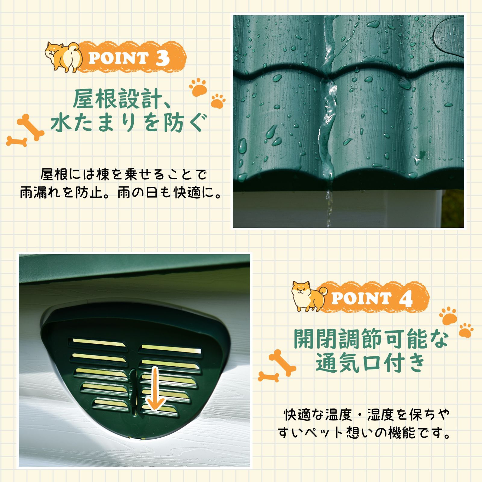 ドア付きペットハウス｜プラスチック製｜室内外兼用｜Lサイズ｜LPP289744AAA