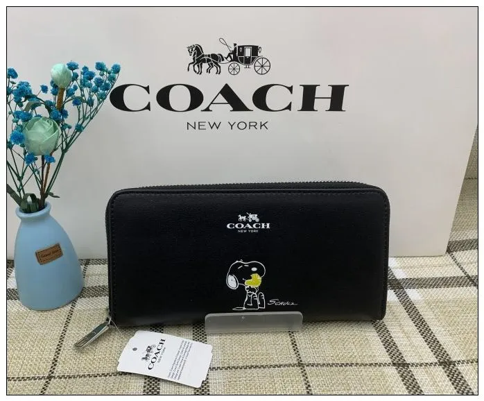 コーチ 長財布 COACH 財布 レザー 黒 スヌーピー コーチ×ピーナッツ ...