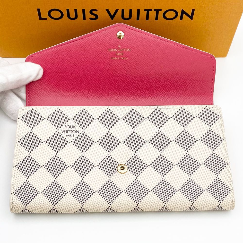 極美品】ルイヴィトン LOUIS VUITTON ダミエ アズール スタッズ ポルトフォイユ・サラ N45296 RFID ICチップ  ホワイト×フーシャ 送料無料 送料込み - メルカリ