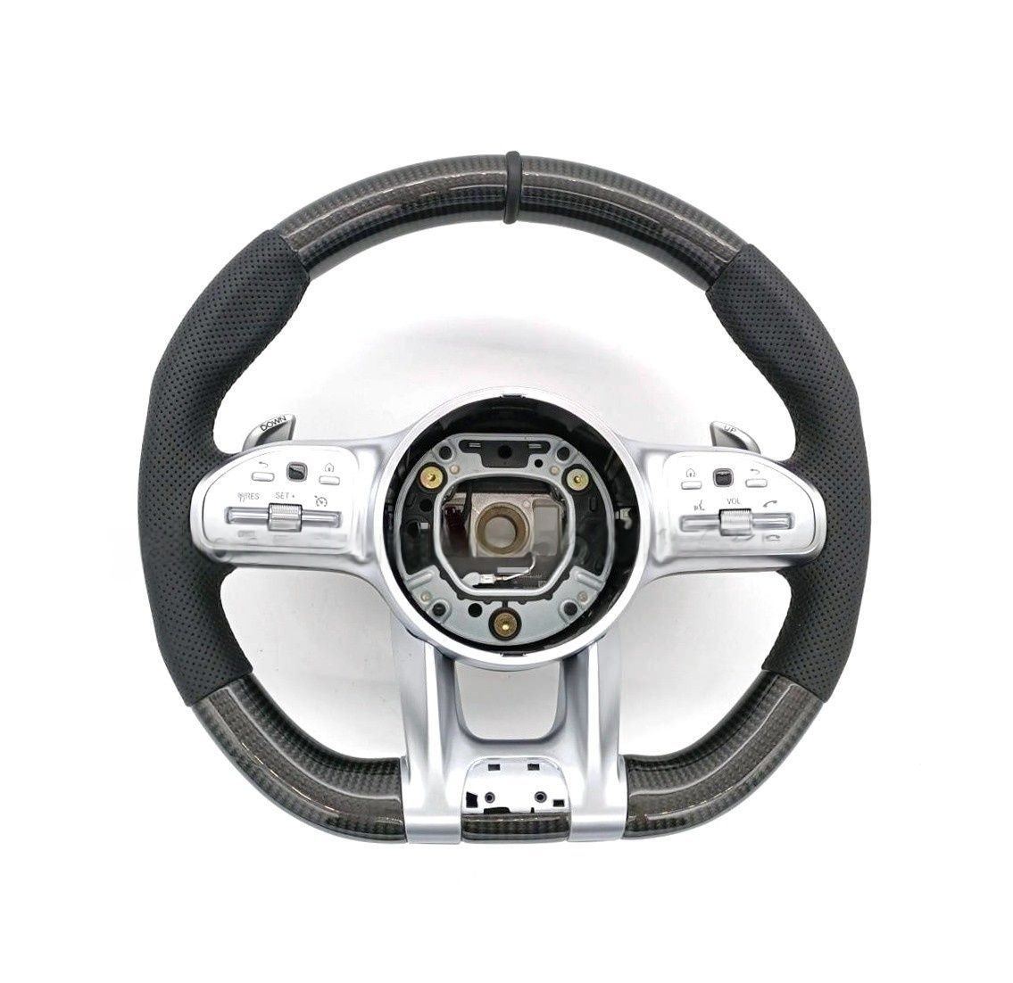 カーボン製 パンチングレザー製 ベンツ AMGタイプ A|B|C|E|S|G|GLC|GLE C63 E63 S63 ステアリング1個 スイッチカバー付く