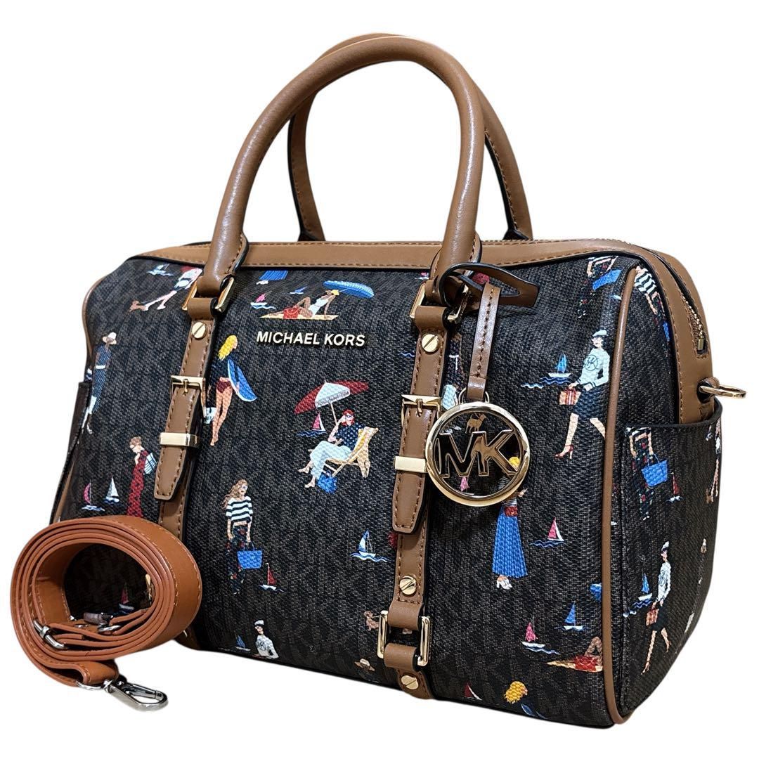 MICHAEL KORS マイケルコース ジェット セット ガールズ Jet Set Sailor Girls 2way ボストンバッグ ハンドバッグ ロゴ 総柄 PVC