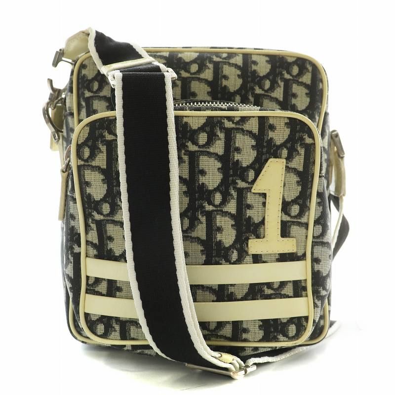 クリスチャンディオール Christian Dior ヴィンテージ ショルダーバッグ No.1 PVC エナメル トロッター柄 ナンバリング 総柄 紺 ネイビー 白 ホワイト |XZ OH GY18