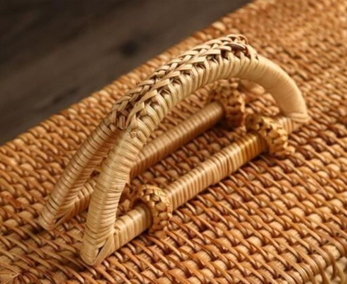 茶道具籠/茶道具/竹編細工籠/收納盒/竹細工/ 工芸品/手作り 收納籃☆茶道具