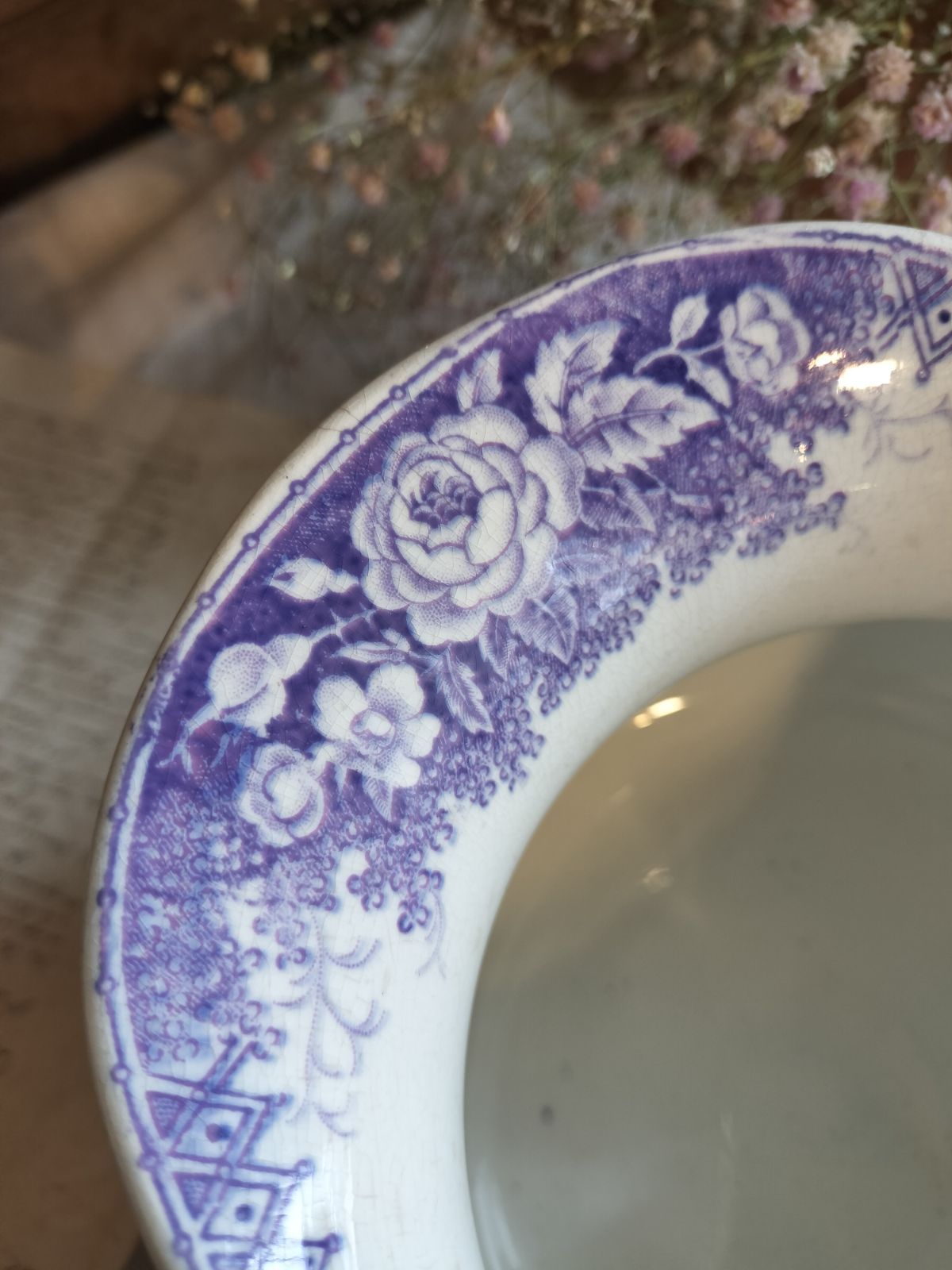 アンティーク フランス陶器 ピッチャー 花柄ジャルディニエール