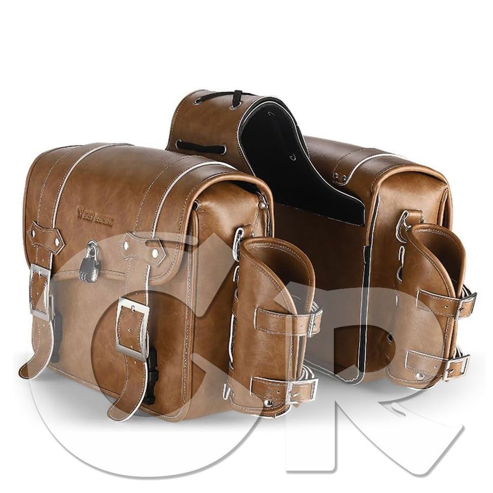 バイク用 サイドバッグ 16 L 大容量 サドルバッグ ドリンクホルダー付属 PUレザー 小物収納 収納サイドバッグ 全車種対応 ブラウン 汎用 パーツ
