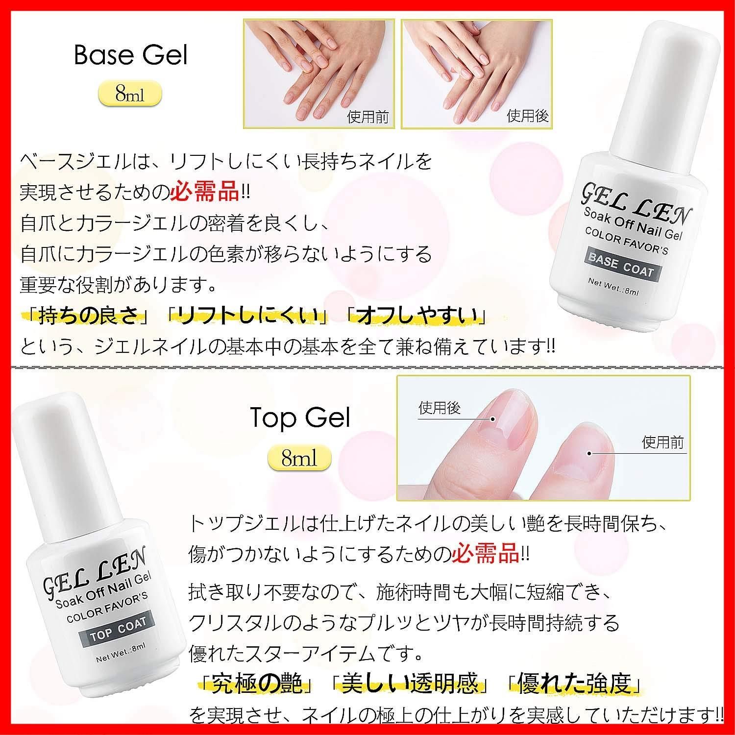 人気商品】Gellen ジェルネイル UV LED 2本セット ベースコート&トップ