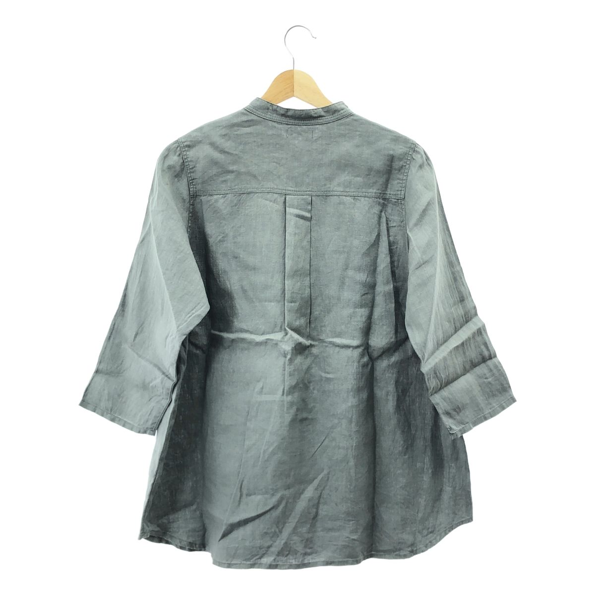 fog linen work グレー 半袖シャツ fog linen work / フォグリネンワーク | リネン バンドカラー