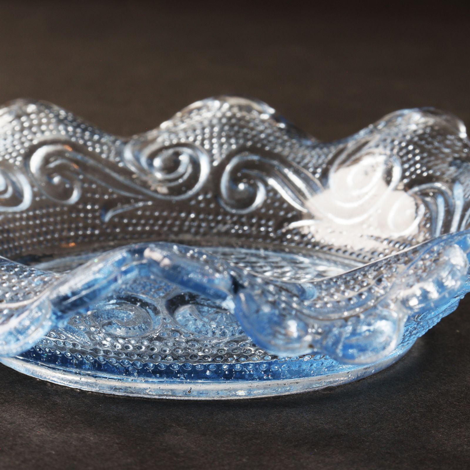 レトロ プレスガラス フリルガラス小皿 5枚セット 時代物 [IZ573