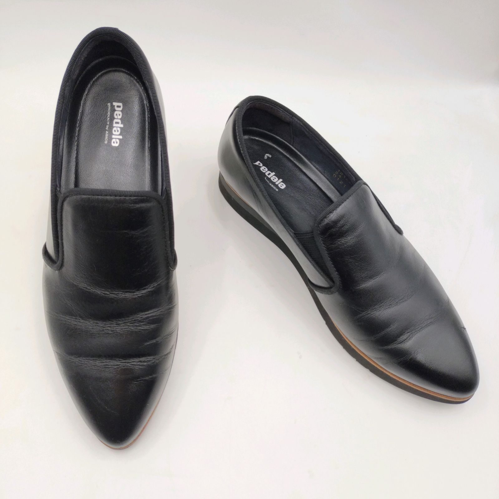 良品】アシックス pedala ペダラ レディース 24cm ブラック 黒 本革