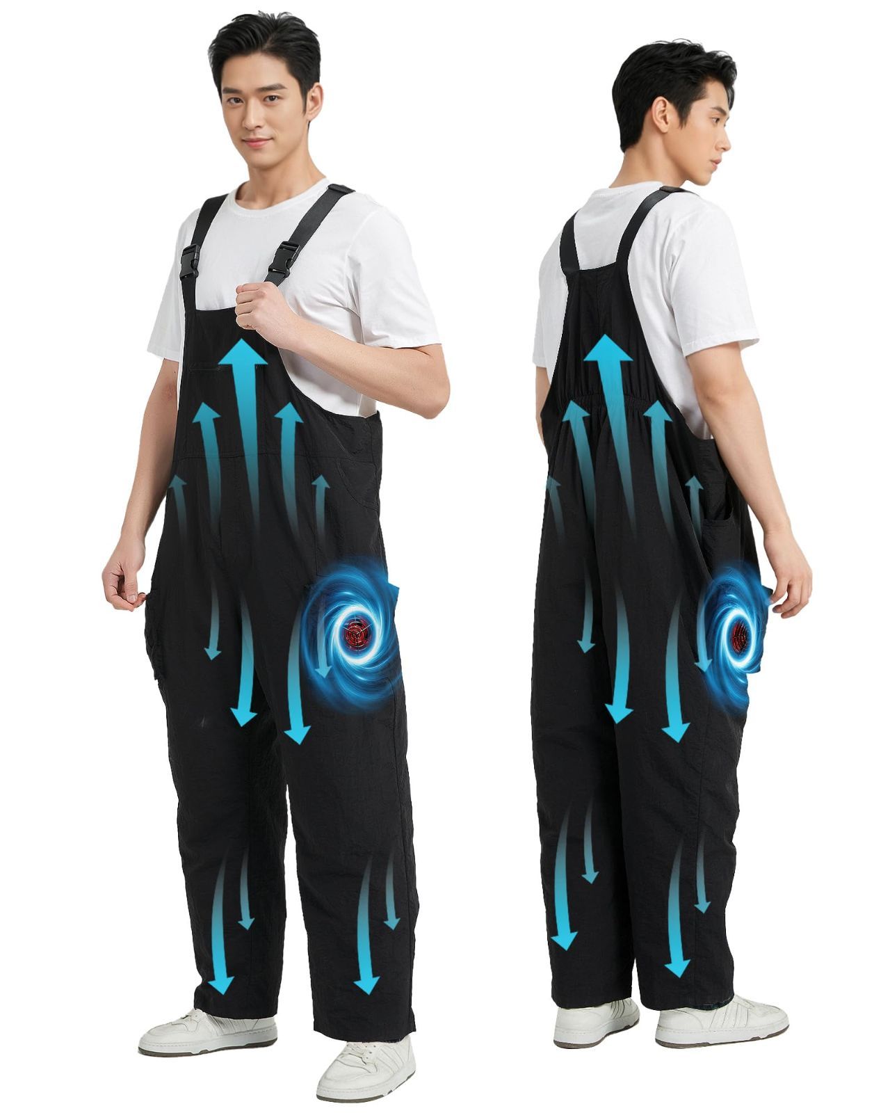 室外作業 アウトドア 熱中症対策 猛暑対策 工場用 夏用 パンツのみ 単品 9cm穴 ズボン ブラック 空調作業 CYCYHEAT