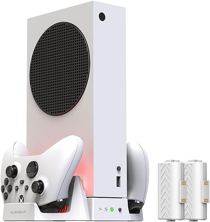 ElecGear Xbox Series S 縦置き収納スタンドと冷却ファン、2個800mAh