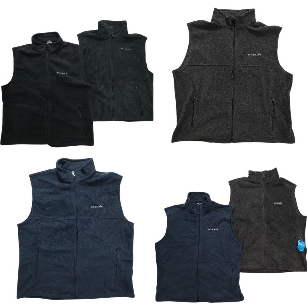 古着卸 コロンビア フリース ベスト 6枚セット メンズ XL フルジップ ネイビー ブラック 古着 NC2686