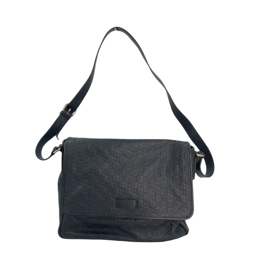 GUCCI グッチシマ レザー ショルダーバッグ ブラック
