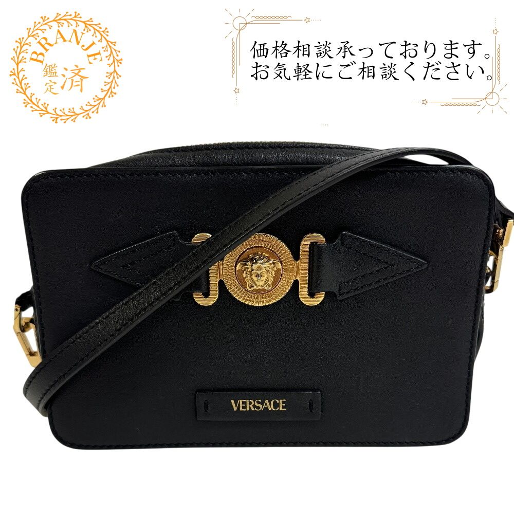 極美品 ヴェルサーチ ショルダーバッグ メドゥーサ ビギー サコッシュ レザー 極美品 ヴェルサーチ ショルダーバッグ メドゥーサ ビギー