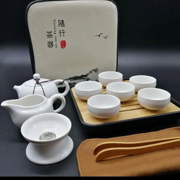 ◇中国茶器セットコンパクト収納ケース付 茶器白フルセット◇ - メルカリ