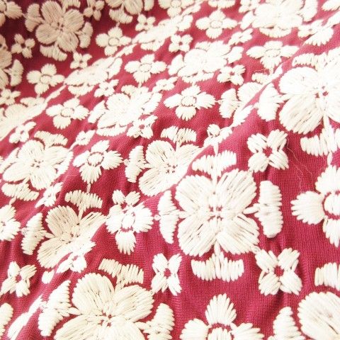 TOCCA トッカ　花柄　ウエストリボン　フレンチスリーブワンピース　S トッカ TOCCA 刺繍ワンピース ひざ丈 半袖 フレンチスリーブ