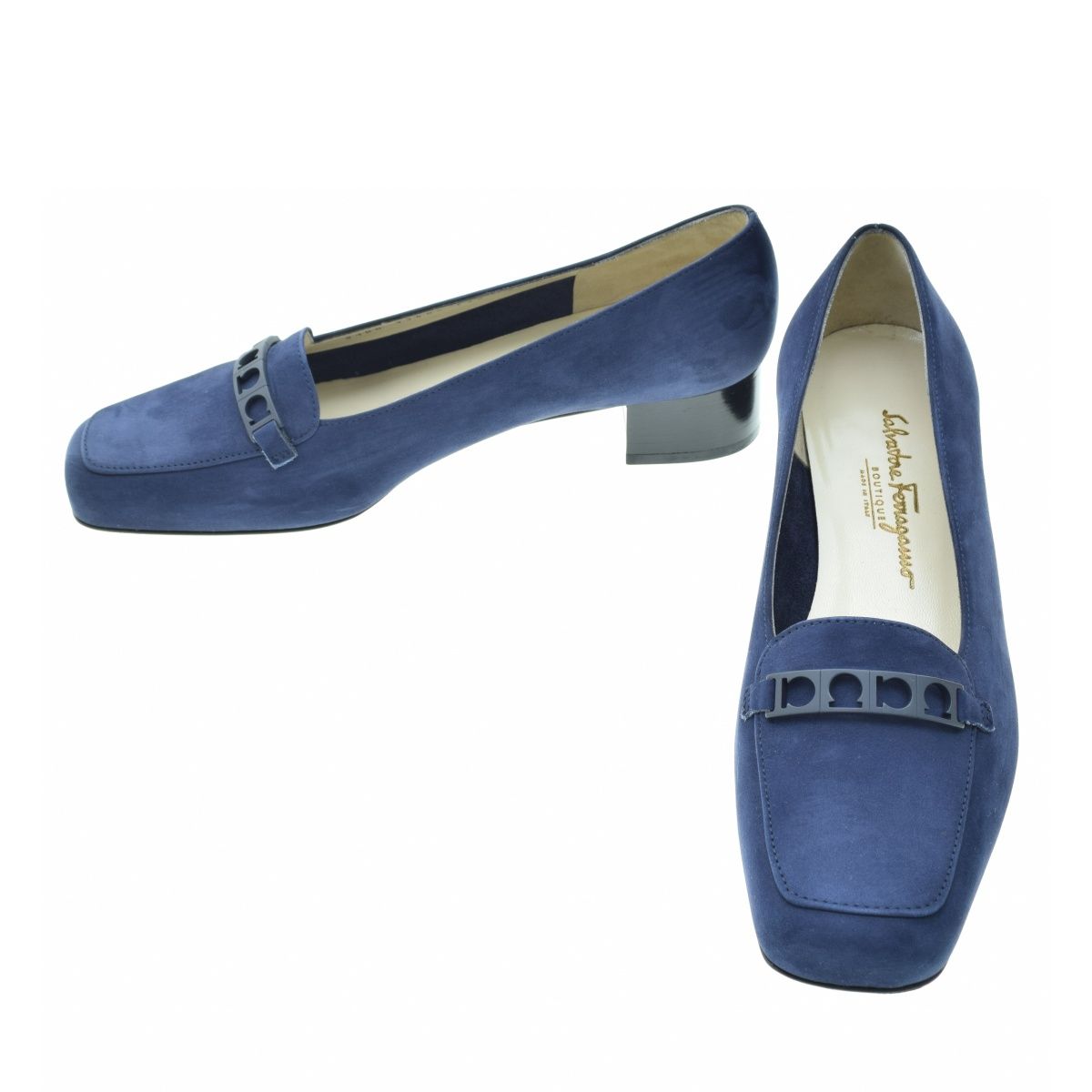 SalvatoreFerragamo】RAMONA ガンチーニ スエード ローファーレザー