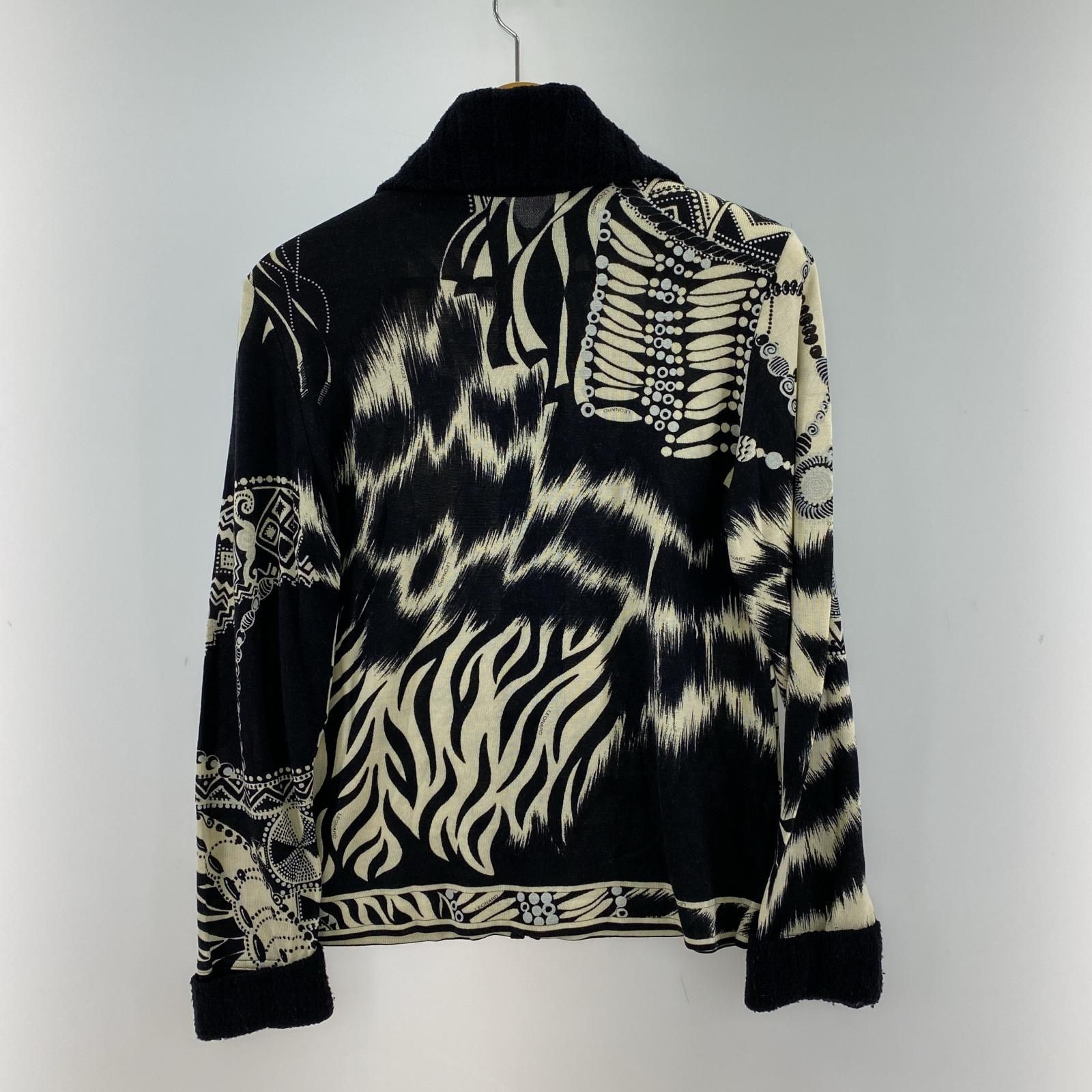 LEONARD FASHION レオナール ファッション 総柄 ニットジャケット  