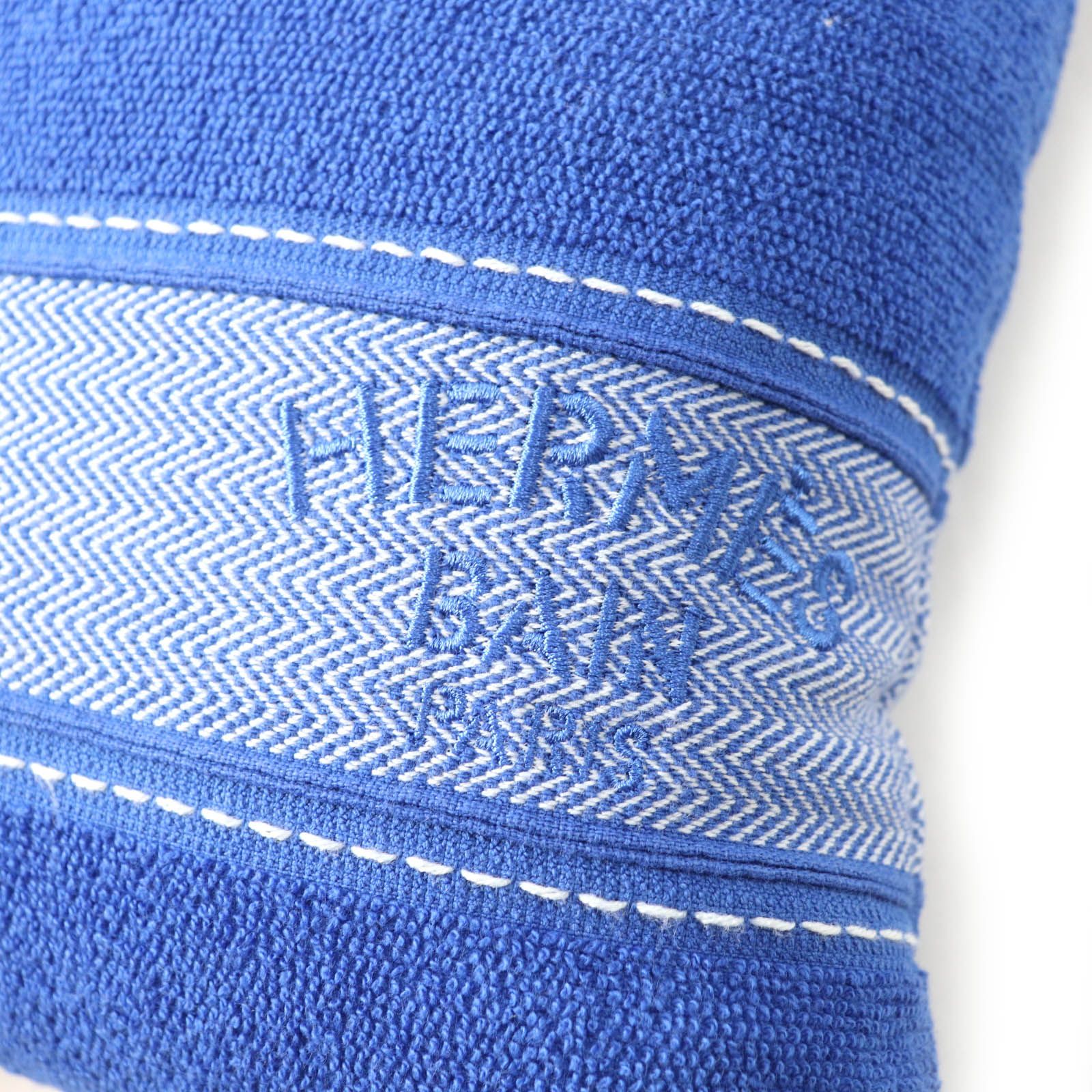 未使用品！！HERMES 青 ビーチクッション 未使用品☆HERMES エルメス ビーチクッション ヨッティング コットン