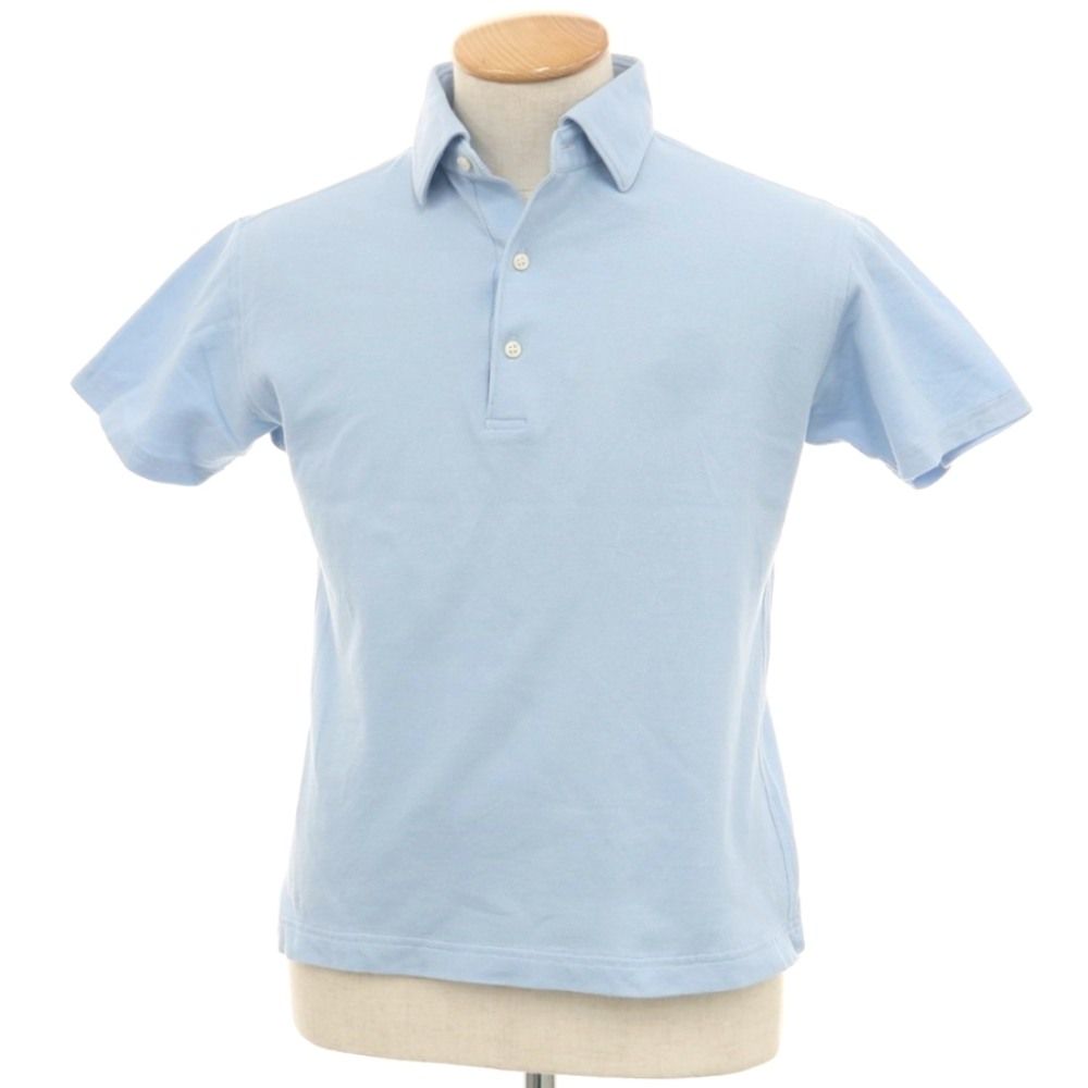 新品 オリアン ORIAN ジャージーコットン 半袖ポロシャツ M ブルー×ホワイト