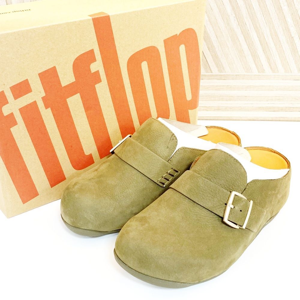 rm) fitflop フィットフロップ クロッグ SHUV BUCKLE-STRAP NUBUCK CLOGS レディース Mossy 23.0 cm 未使用保管品