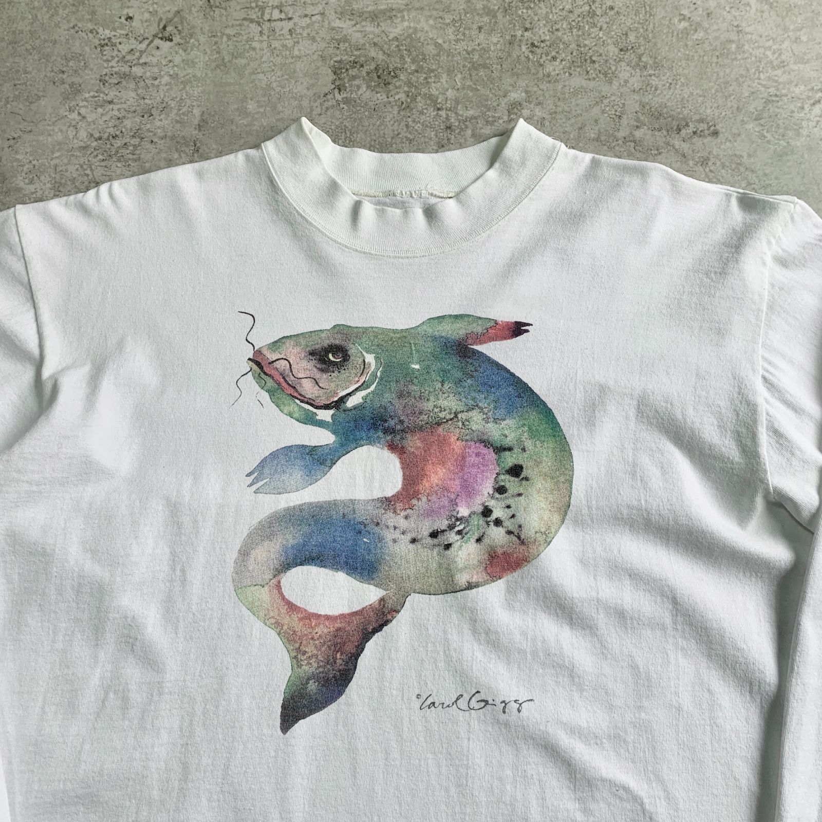 90s Carol Grigg Catfish Art Printed Long sleeve T-shirt キャロル 