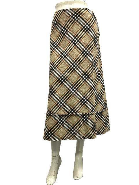 tricot COMME des GARCONS トリココムデギャルソン スカート レディース ベージュ チェック ウール アンゴラ混 Mサイズ＿S14＿セルモアから ＿s-0083-r14