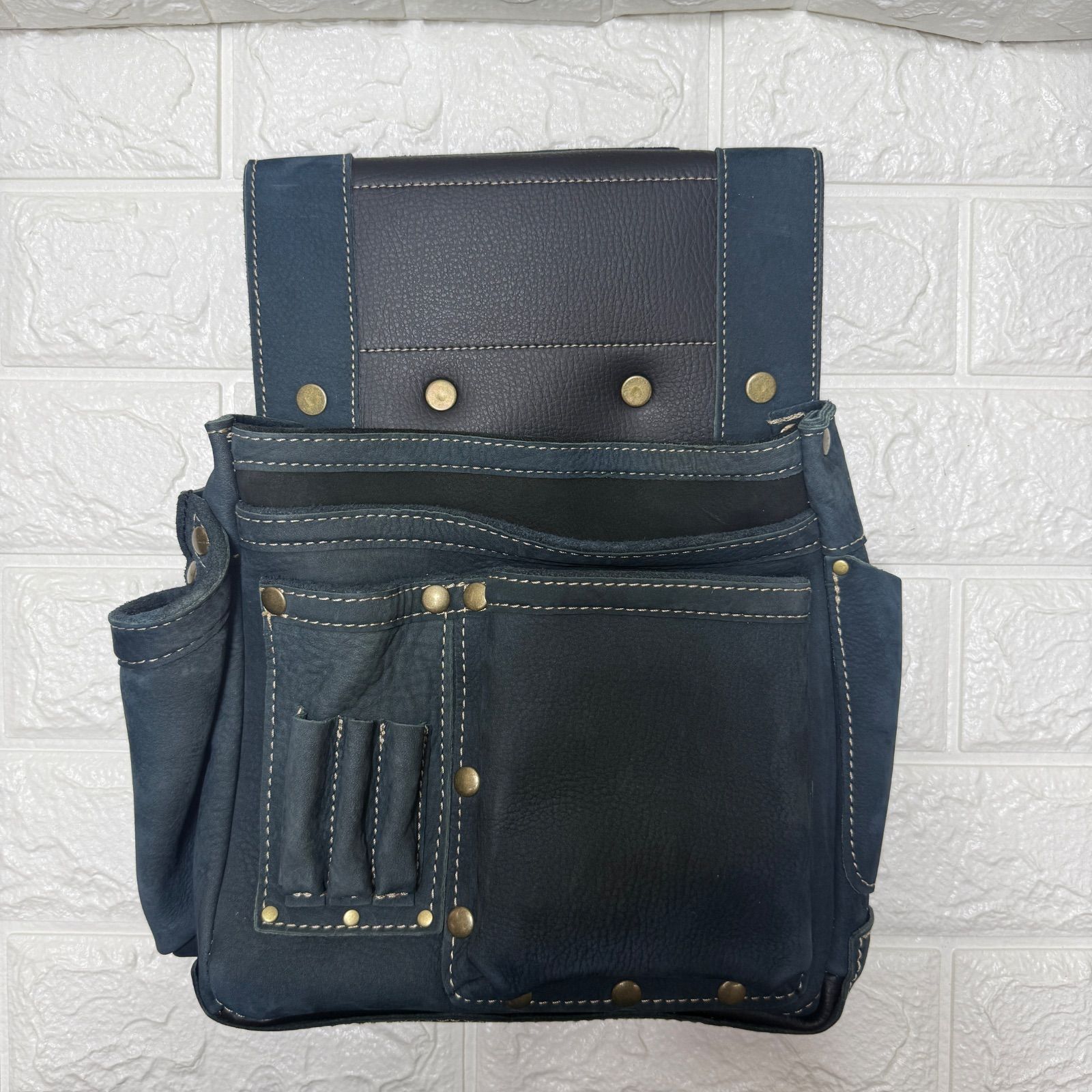 ANFANG ヌバッグ 四型釘袋 墨つぼホルダー ANF-3 藍色 腰袋 大工さん 職人さん 釘袋 premium quality