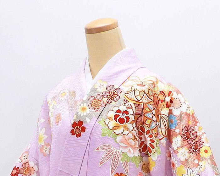 振袖 正絹 吉祥 四季花 御所車 身丈178cm 裄丈71.5cm 美品