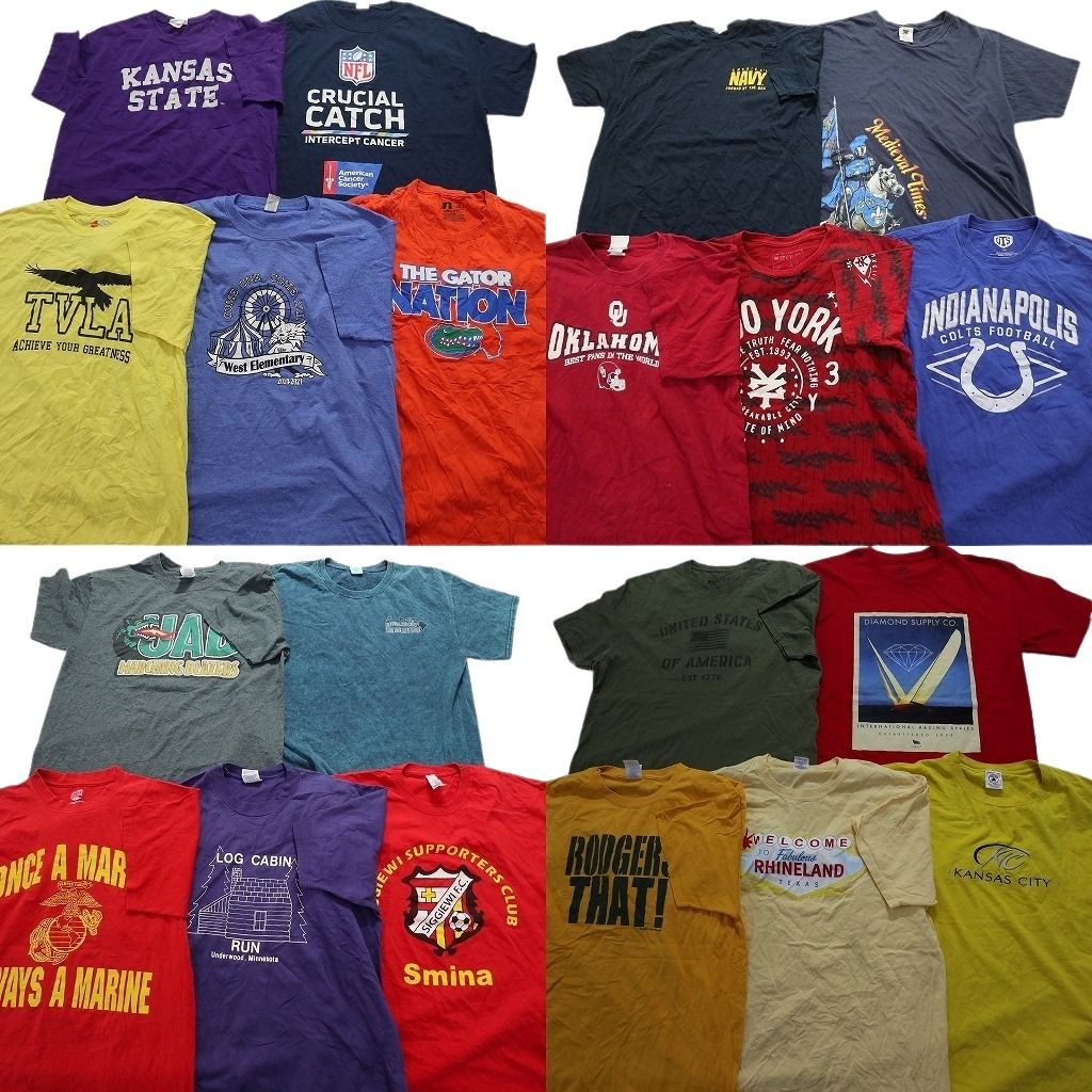 古着卸 mix プリント 半袖Tシャツ 20枚セット メンズ L プロチーム NFL チームロゴ 英文字プリント 古着 NA1792