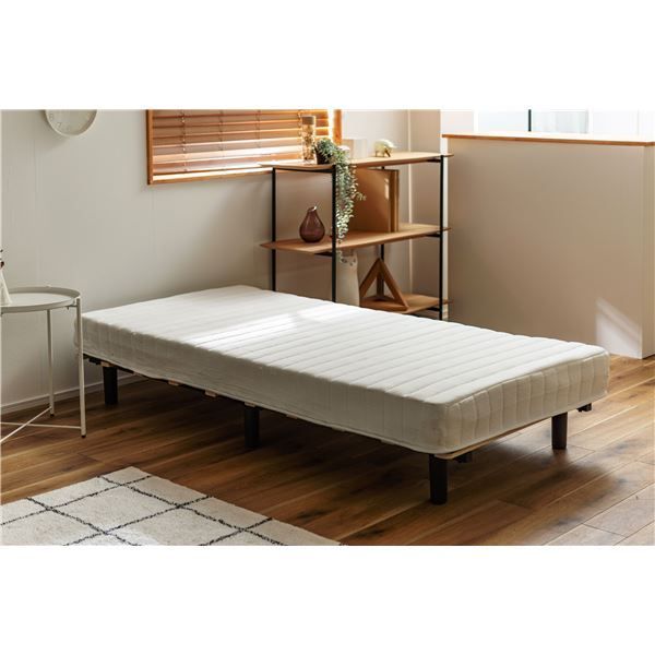 脚付き ポケットコイル マットレスベッド 約幅195×奥行95×高さ35cm ホワイト 組立品 ベッドルーム 寝室 インテリア家具