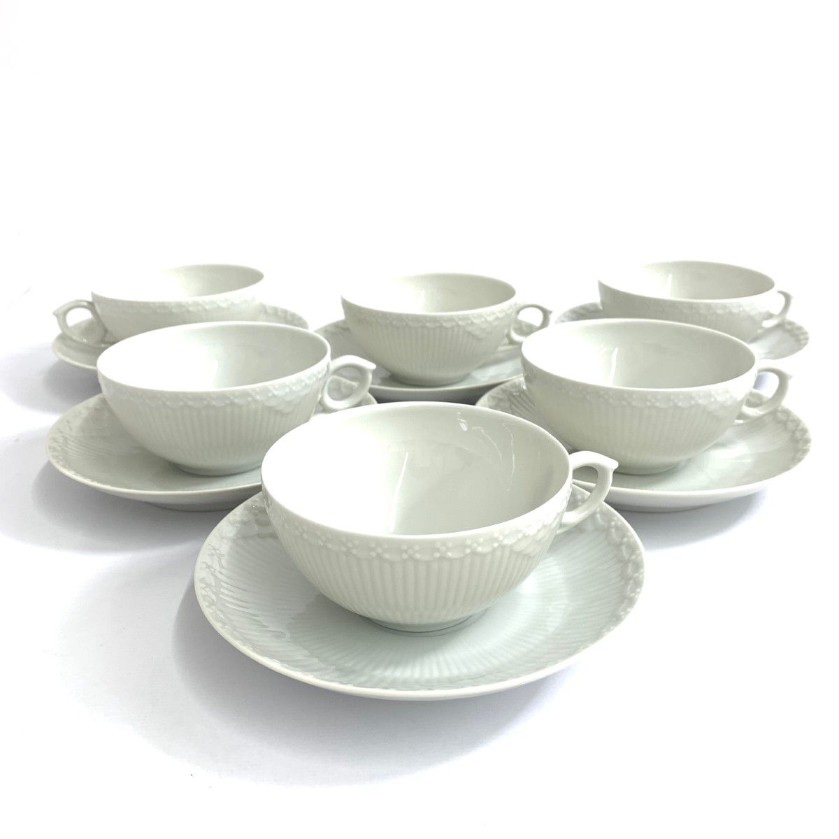 ROYAL COPENHAGEN ロイヤルコペンハーゲン ホワイトフルーテッド ティーカップ＆ソーサー 6客セット ホワイト 240001137063