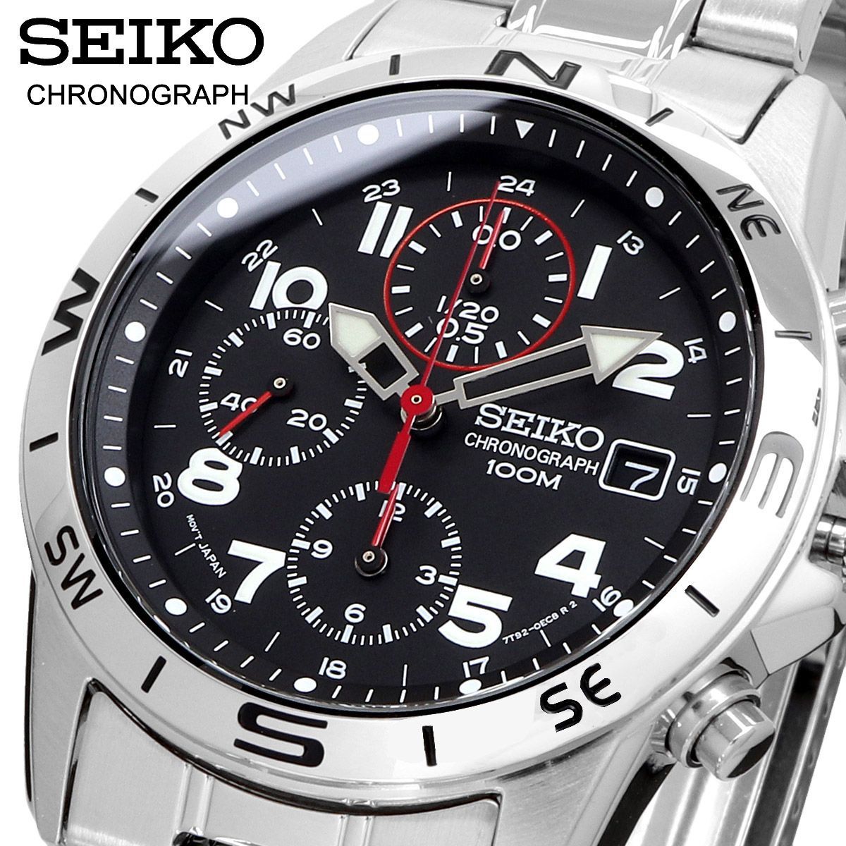 新品 未使用 SEIKO 腕時計 セイコー 時計 ウォッチ 国内正規 クォーツ 1/20秒クロノグラフ 100M ビジネス カジュアル メンズ  SND375P